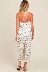 Ivory Ruffle Bow Print Maternity Dress