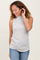Cream Ribbed Mock Neck Sleeveless Top