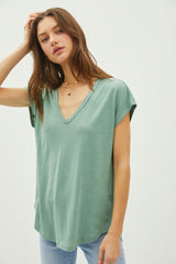 Green V-Neck Top