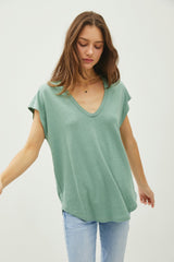 Green V-Neck Top