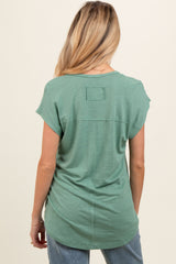 Green V-Neck Maternity Top