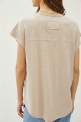 Beige V-Neck Top