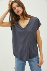 Charcoal V-Neck Maternity Top