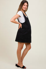 Black Denim Side Pocket Overall Maternity Dress