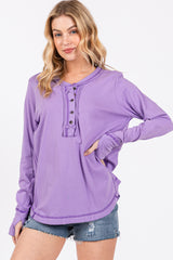 Lavender Long Sleeve Exposed Seam Maternity Top