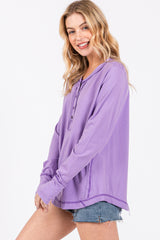 Lavender Long Sleeve Exposed Seam Top