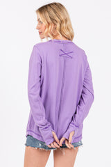 Lavender Long Sleeve Exposed Seam Top