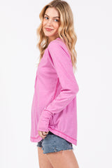 Pink Long Sleeve Exposed Seam Top