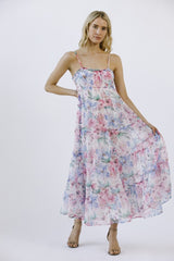 Multicolor Floral Chiffon Ruffle Tiered Maternity Maxi Dress