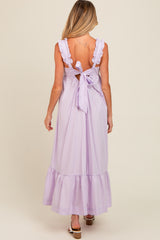 Lavender Pinafore Cutout Tie Back Maternity Maxi Dress