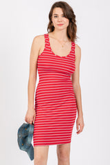 Red Striped Rib Knit Dress