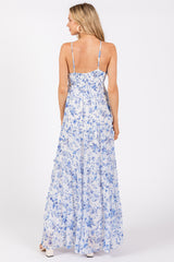 Blue Floral Halter Maxi Dress