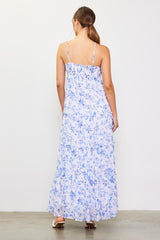 Blue Floral Halter Maxi Dress