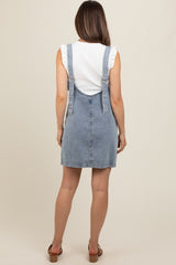 Light Blue Denim Front Pocket Maternity Skirt Overalls