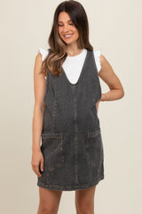 Charcoal Denim Front Pocket Maternity Skirt Overalls