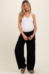 Black Pocketed Drawstring Maternity Pants