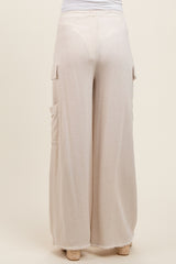 Cream Pocketed Drawstring Maternity Pants