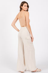 Cream Pocketed Drawstring Pants