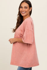 Pink Faded Wash Maternity Short Sleeve Top