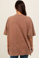 Mocha Faded Wash Maternity Short Sleeve Top