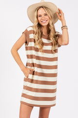 Mocha Wide Stripe Mini Dress