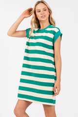 Green Wide Stripe Mini Dress