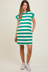 Green Wide Stripe Maternity Mini Dress