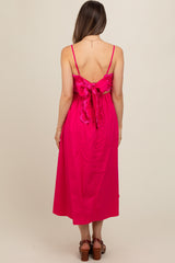 Fuchsia Scalloped Trim Cutout Back Maternity Maxi Dress