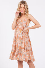 Rust Floral Sleeveless Maternity Mini Dress