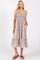 Grey Floral Print Smocked Bodice Tube Top Midi Dress