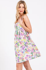 Multi-Color Floral Square Neck Dress