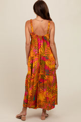 Orange Tropical Tiered Maxi Dress