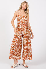 Camel Printed Wide Leg Maternity Jumpsuit