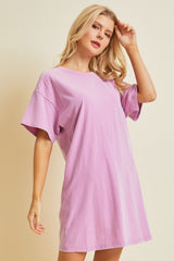 Pink Short Sleeve Side Pocket Maternity Dress