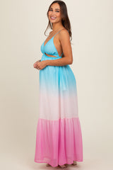 Multi Color Ombre Sleeveless Maternity Dress