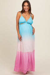 Multi Color Ombre Sleeveless Maternity Dress