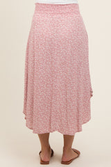 Mauve Floral Smocked Waist Maternity Skirt