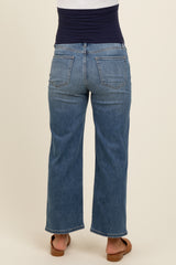 Blue Ankle Crop Straight Leg Maternity Jeans