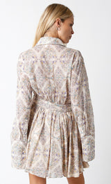 Natural Printed Long Sleeve Dress