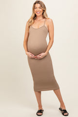 Taupe Racerback Maternity Dress