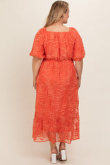 Orange Embroidered Tiered Plus Maternity Maxi Dress