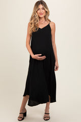 Black Lightweight Sleeveless V-Neck Maternity Maxi Dress