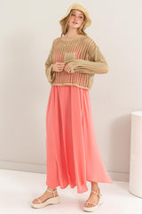 Coral Lightweight Sleeveless V-Neck Maxi Dress