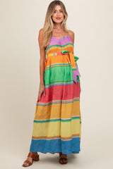 Multi Color Self Tie Adjustable Strap Maternity Dress