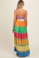 Multi Color Self Tie Adjustable Strap Maternity Dress