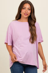 Lavender Raw Rolled Hem Maternity Top