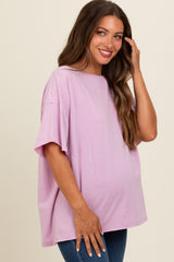 Lavender Raw Rolled Hem Maternity Top