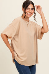 Taupe Raw Rolled Hem Top