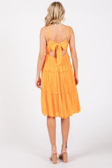 Orange Ruffle Tiered Cutout Back Tie Dress