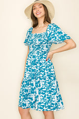 Jade Geo Print Smocked Dress